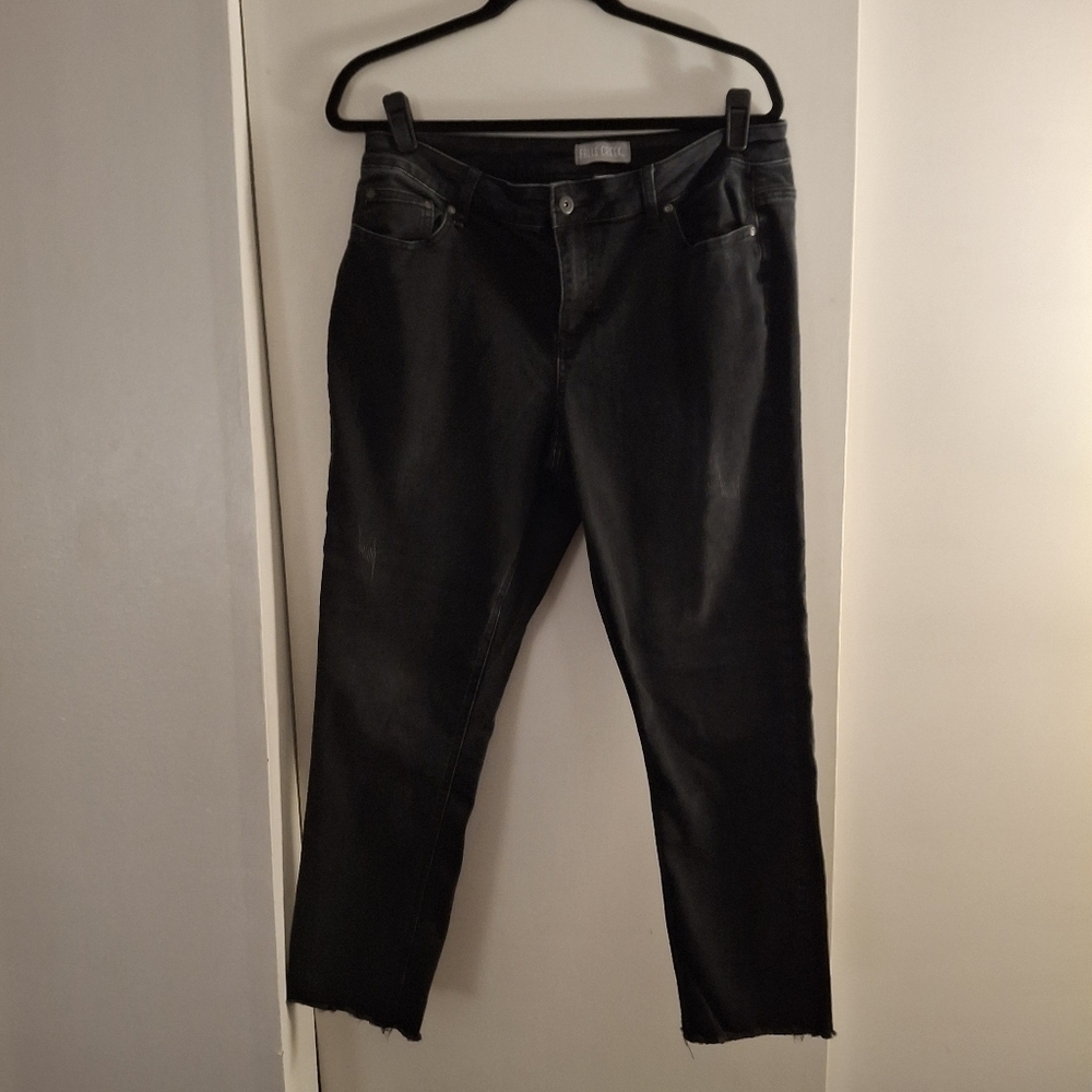 Falls Creek Distressed Black Women's Cropped Jeans